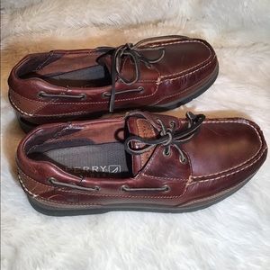 Sperry Brown Leather Lace Up Boat Shoes 